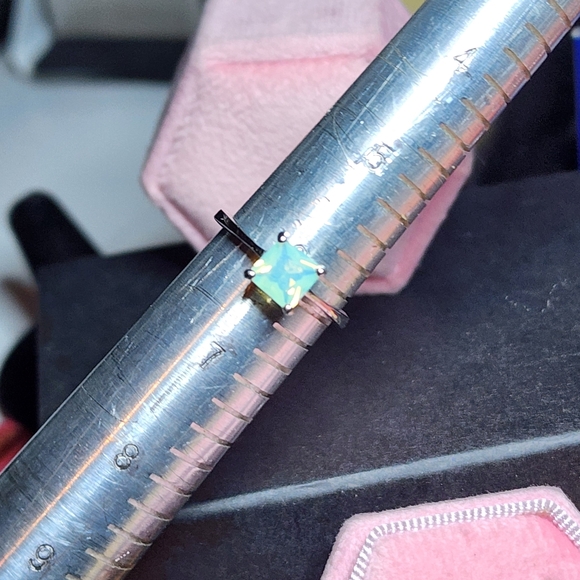 New Princess Cut Jade Sterling Silver Ring - Picture 8 of 12